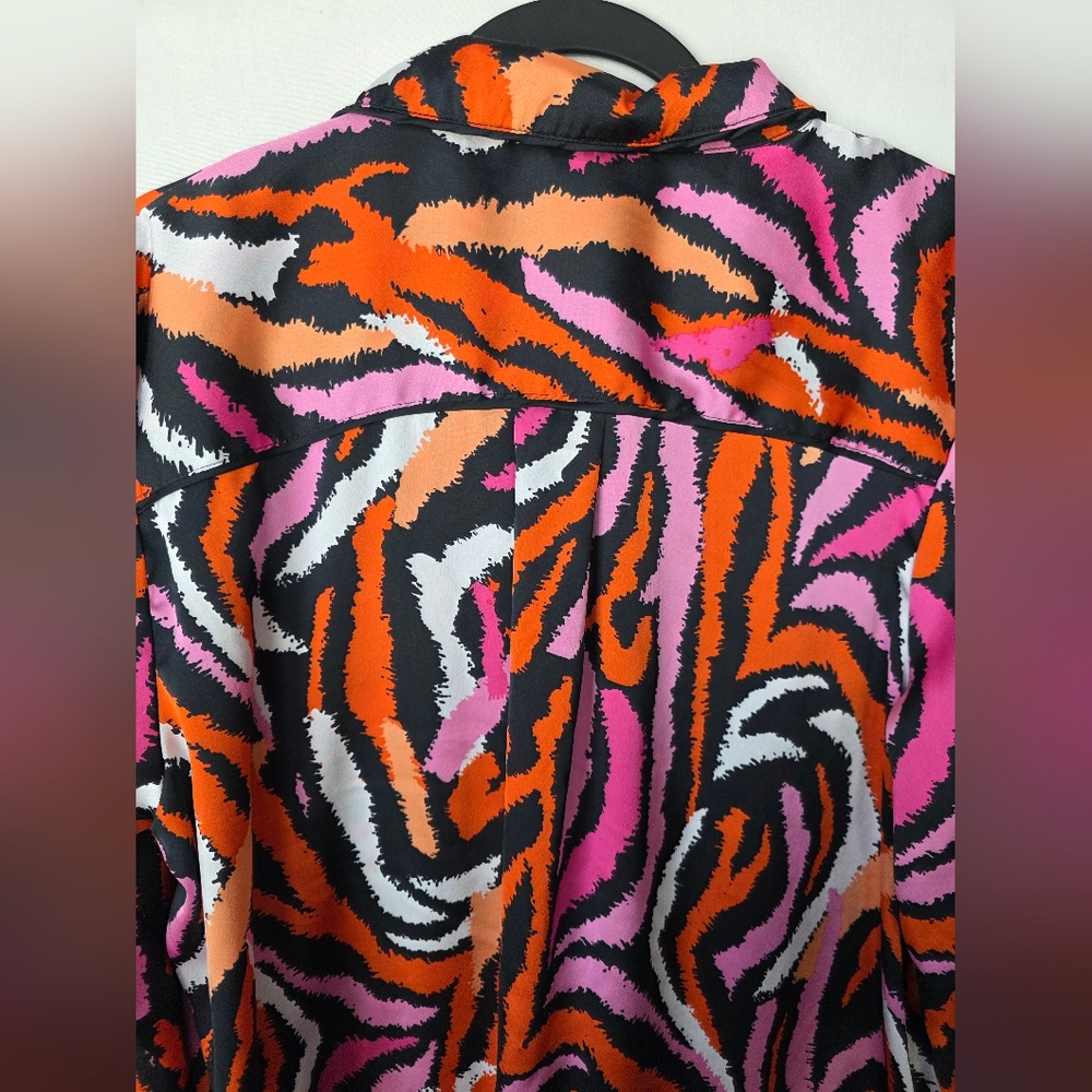 DVF for Target Satin Pajama Set Disco Zebra Pink Orange Vibrant Retro Boho Large - Picture 4 of 13